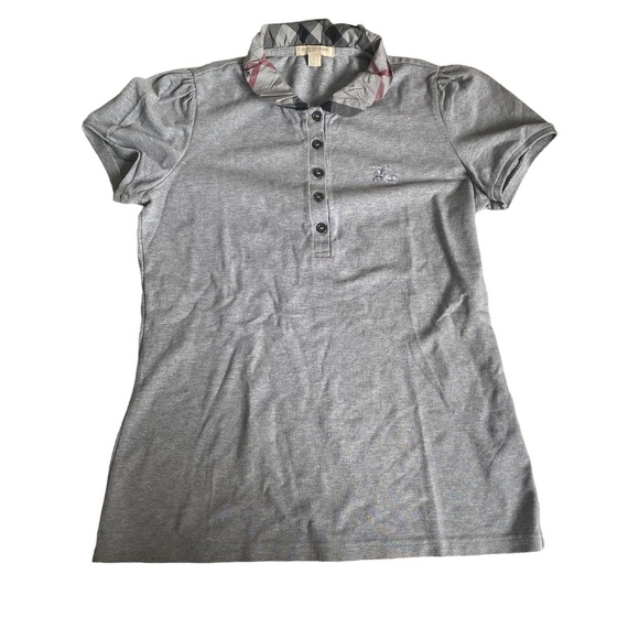 Burberry brit nova check short sleeve top polo t-shirt gray S/P - Picture 2 of 11